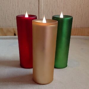Solare Flameless Pillar Candles Bundle-Holiday Colors